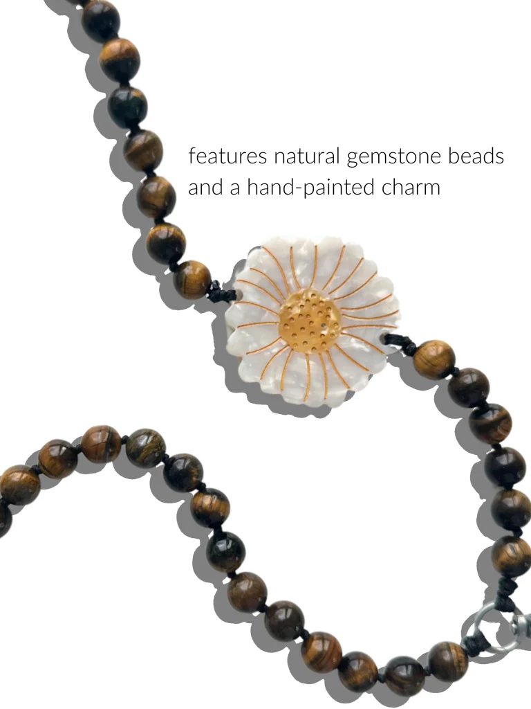 Hand-painted Daisy Gemstone Bracelet Phone Chain - Image 4