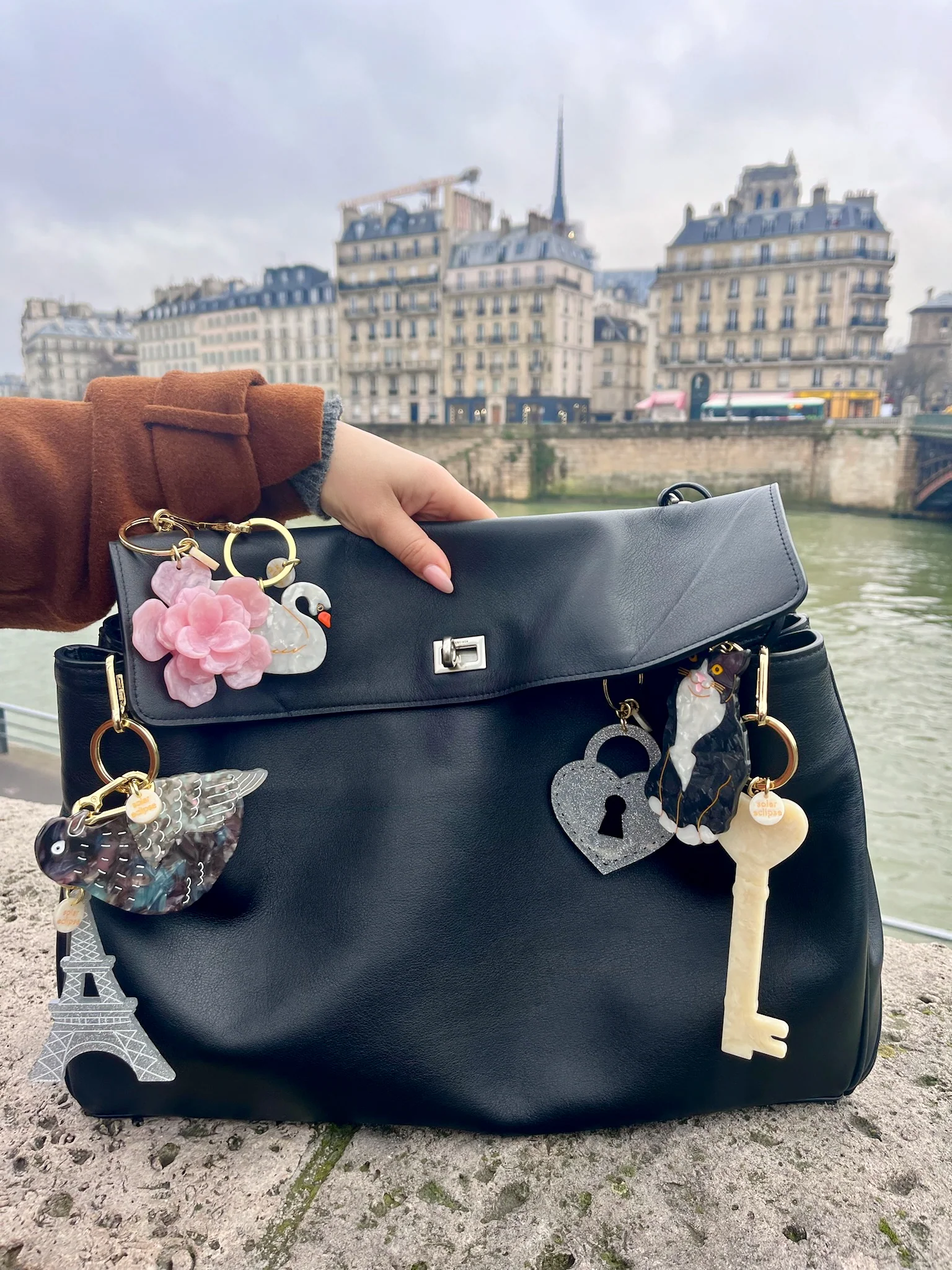 Hand-Painted Key to My Heart Bag Charm + Keychain | Eco-Friendly - Image 3