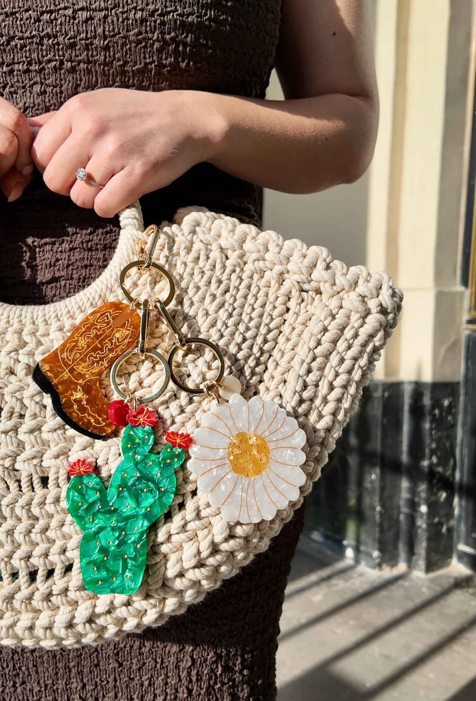 Hand-painted Cowboy Boot Bag Charm + Keychain | Eco-Friendly - Image 4