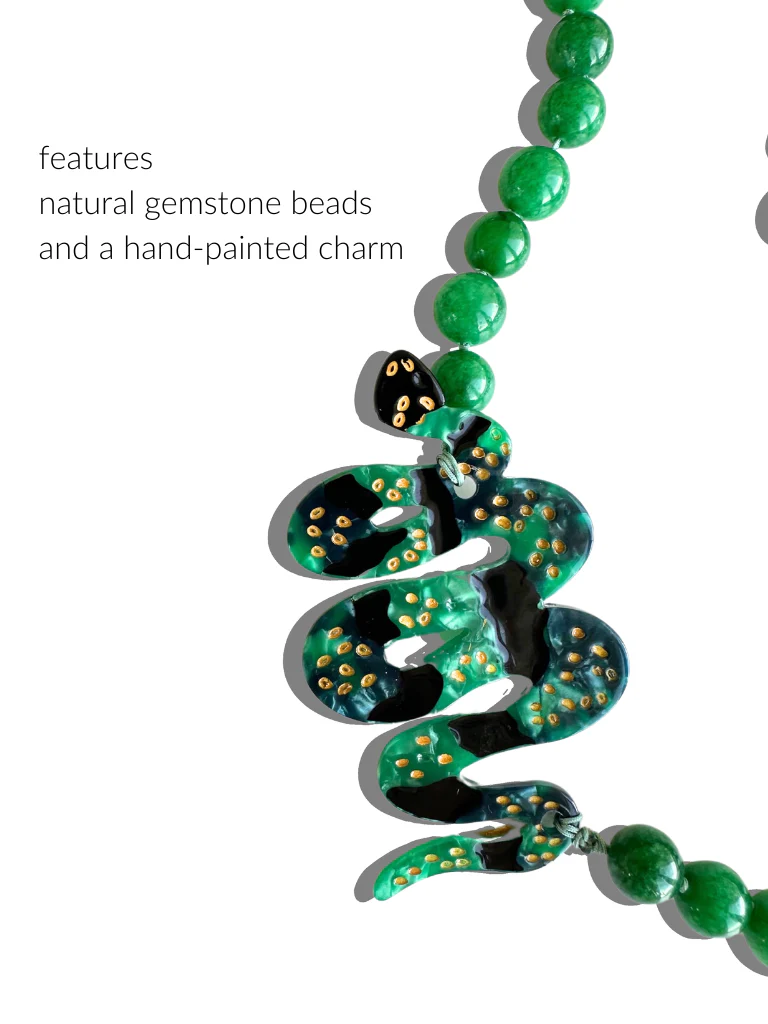 Hand-painted Snake Gemstone Bracelet Phone Chain - Image 4