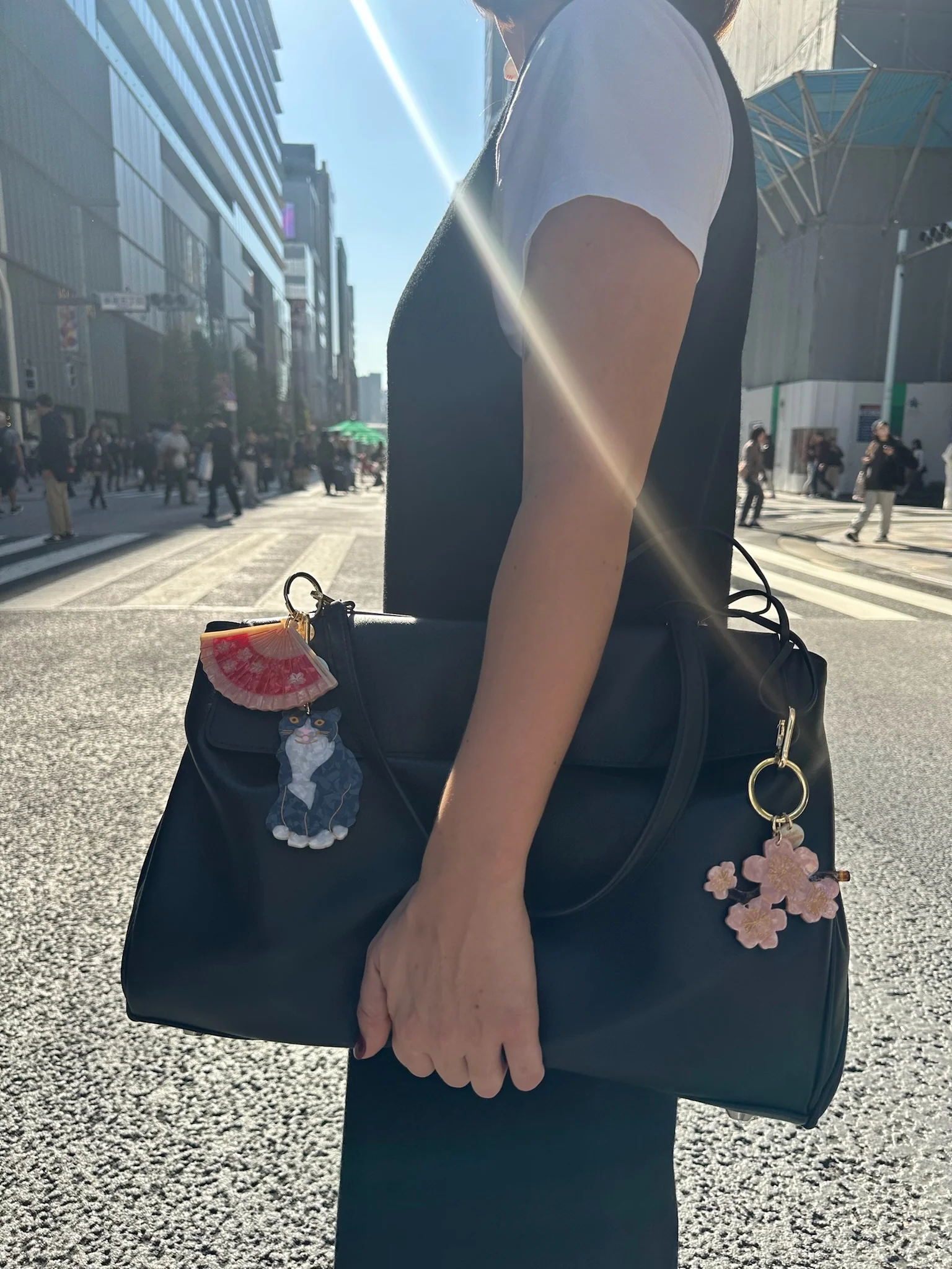 Hand-painted Cherry Blossom Bag Charm + Keychain | Eco-Friendly - Image 4