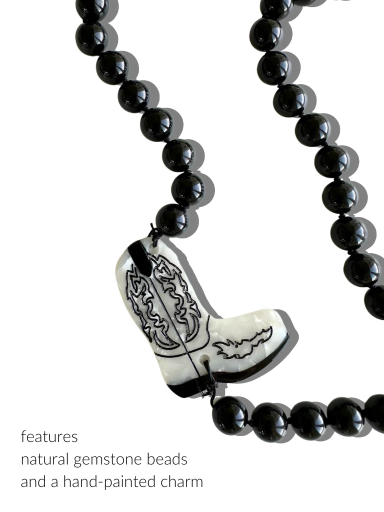 Hand-painted Western Boot Gemstone Bracelet Phone Chain - Image 4
